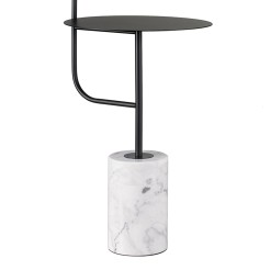 Lampa podłogowa ze stolikiem  czarna 146 cm ST-7027F black