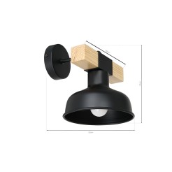 Kinkiet FARO BLACK/NATURAL WOOD 1xE27 60W MLP7455
